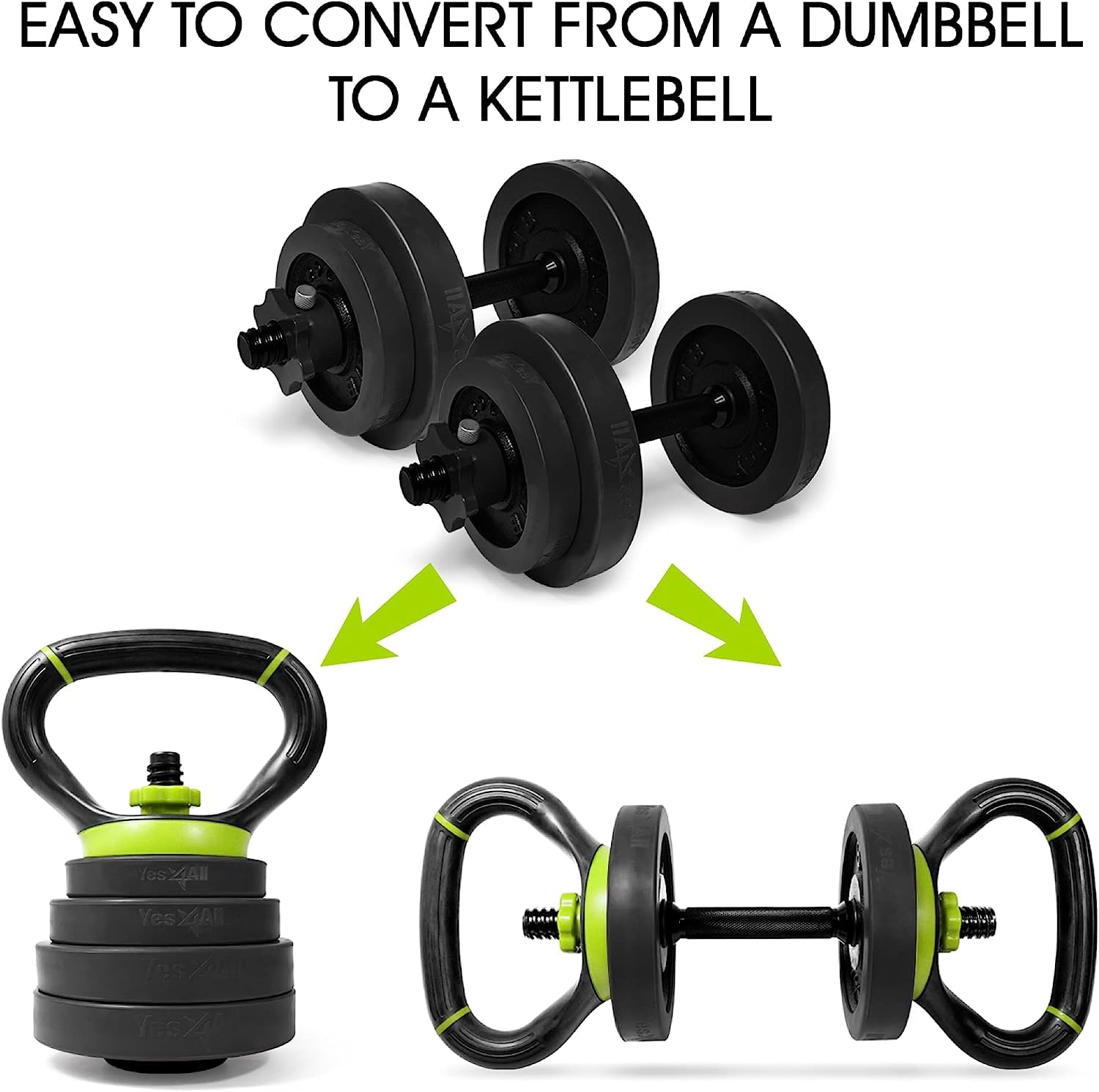Yes4All Kettlebell Verstellbar/Griff für Hanteln, Hantelscheiben, Schwunghantel, Kugelgewicht