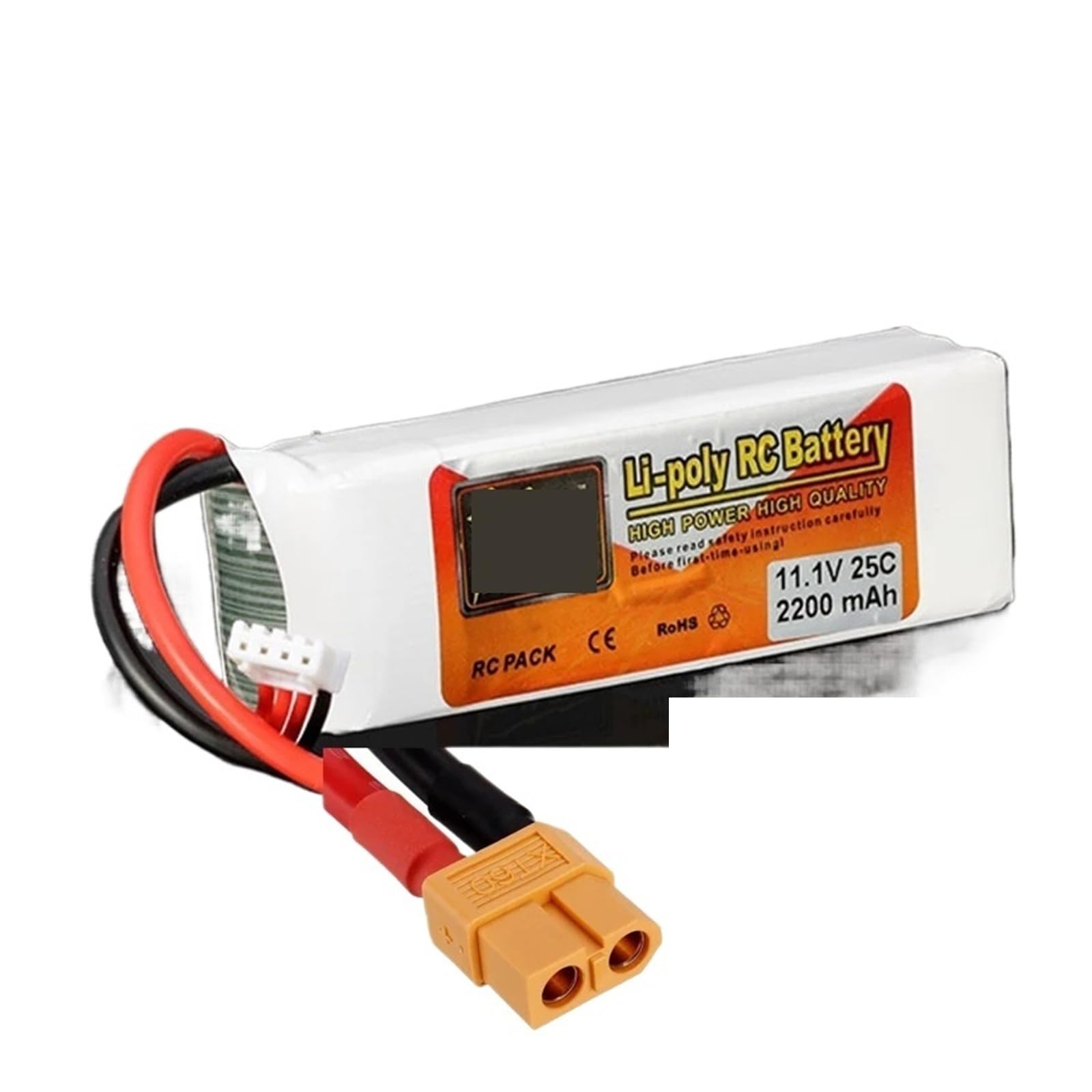 Nvvshnd 1 Pcs-Xt60 Plug 11.1V 2200Mah 3S 25C Lipo Battery, Compatible For Rc Helicopter Aircraft Quadcopter Cars Airplane With T/Xt60 Plug 3S 11.1V Rc Lipo Battery(1 Pcs-Xt60 Plug)