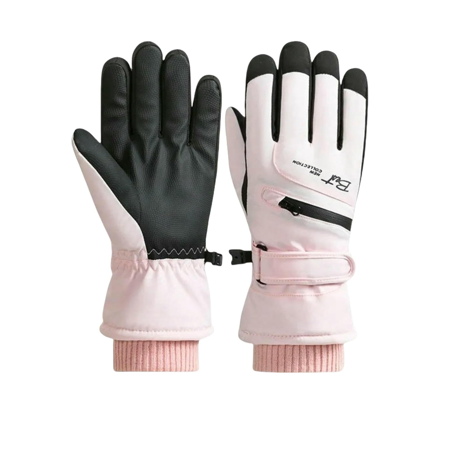Guanti da Sci Impermeabili con Tasca Cerniera Touchscreen Addensati Caldi Invernali Moda Bicicletta Donna-Stile 3
