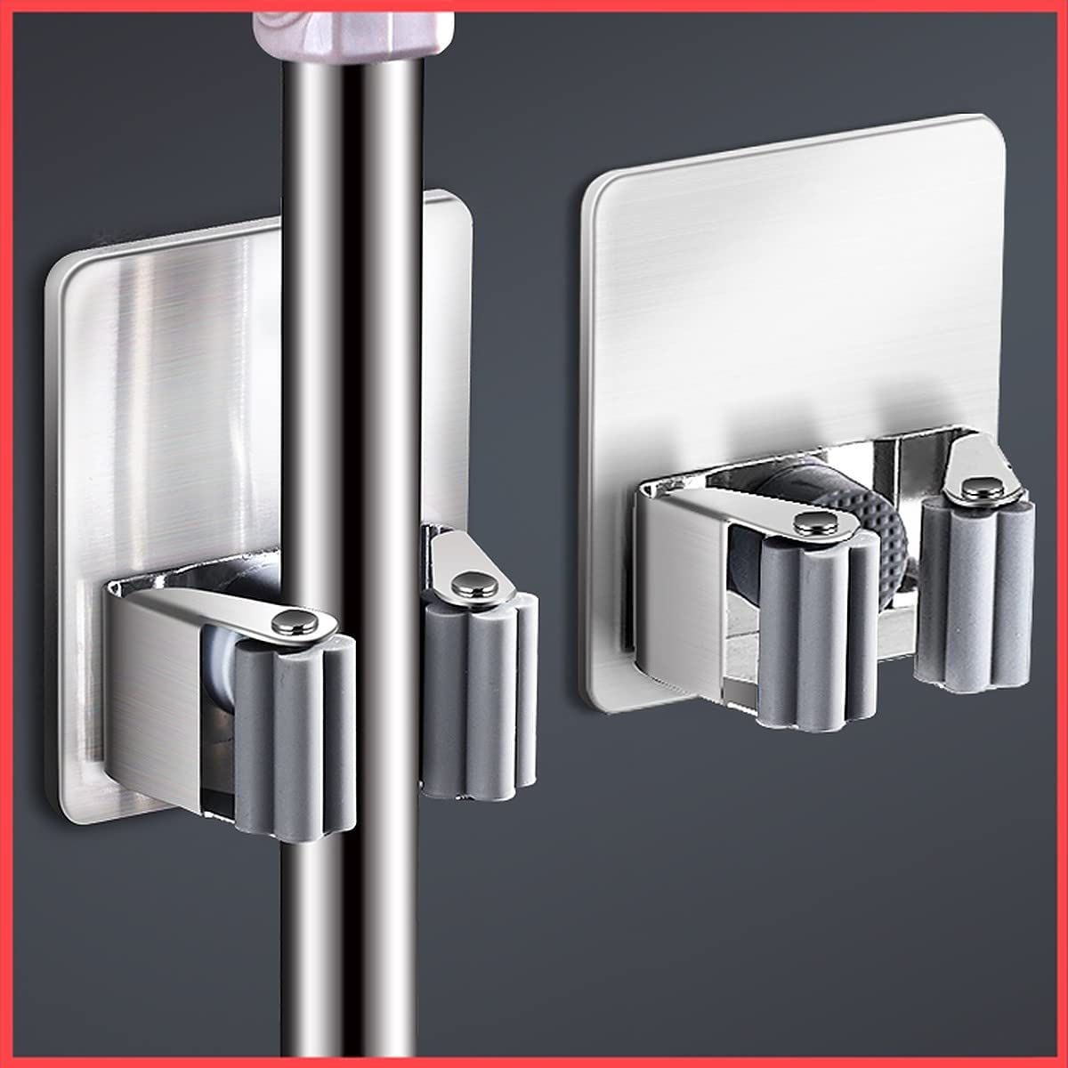 wolpin Mop Holder Stainless Steel Floating Shelves Glue Hooks, Broom Wiper Holder On Wall Waterproof Silver For Bathroom & Kitchen, Multipurpose (Slots, Pack Of 2 Pcs) (B0BV6XM1CF) Amazon Price History, Amazon Price Tracker