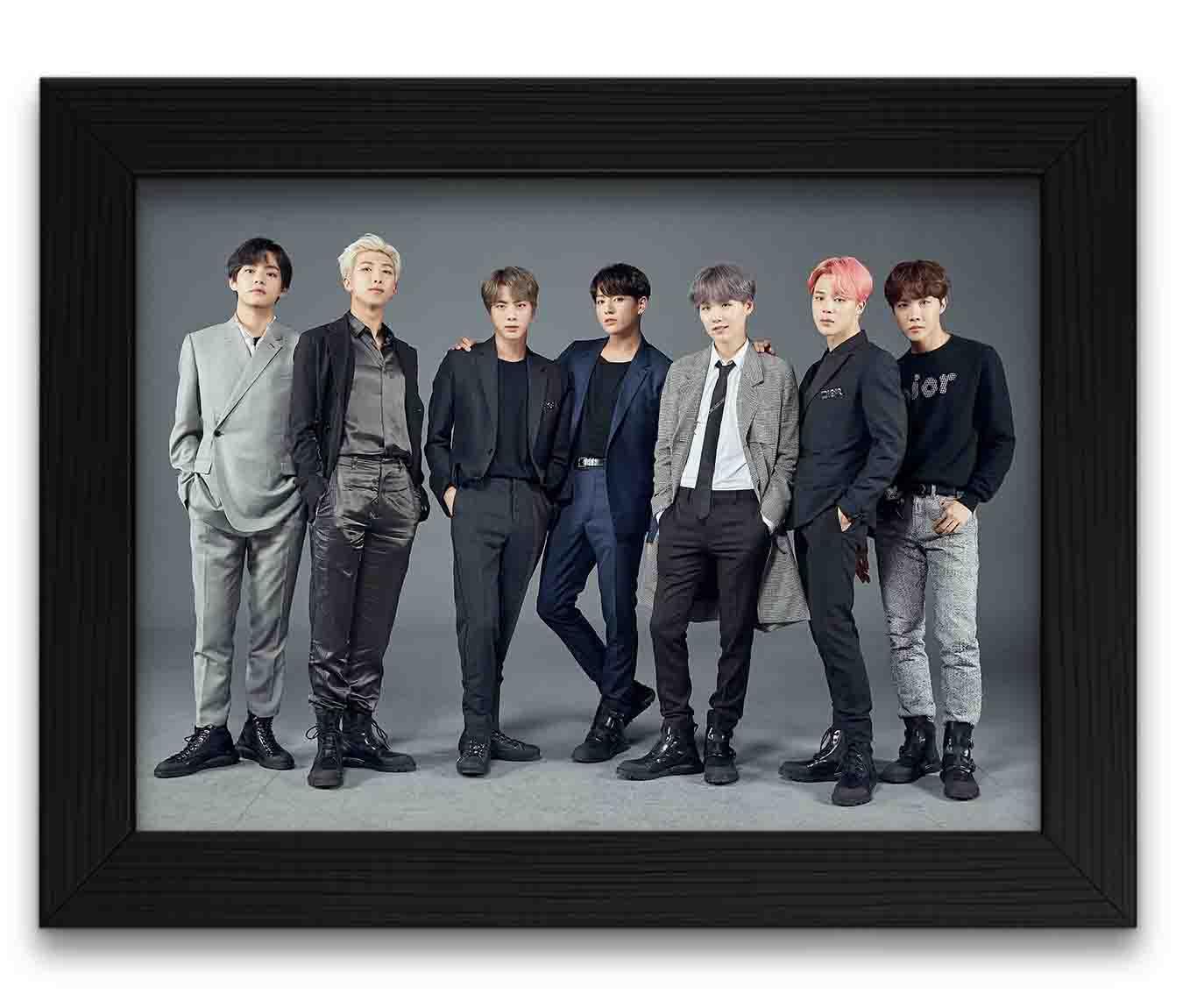 DmcreativityCraft BTS Photo Frame Wall Frames for Fan Poster Framed Paintings Room Decor for girls With 1 inch Black Frame Living Room, Bedroom, Desk Decoration Posters