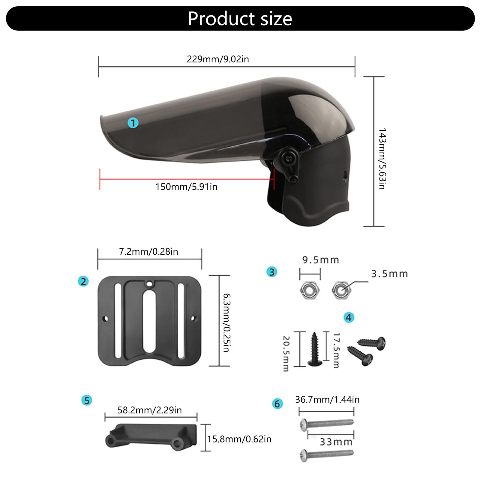 Supporto per telefono da moto, girevole a 360 gradi, con parasole per smartphone, facile visualizzazione e navigazione