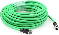 Vista 6 de Industrial M12 4 Pin D-Coded Macho a RJ45 Ethernet Cat5e Blindado Alta Flex Cable de red 9.8 ft