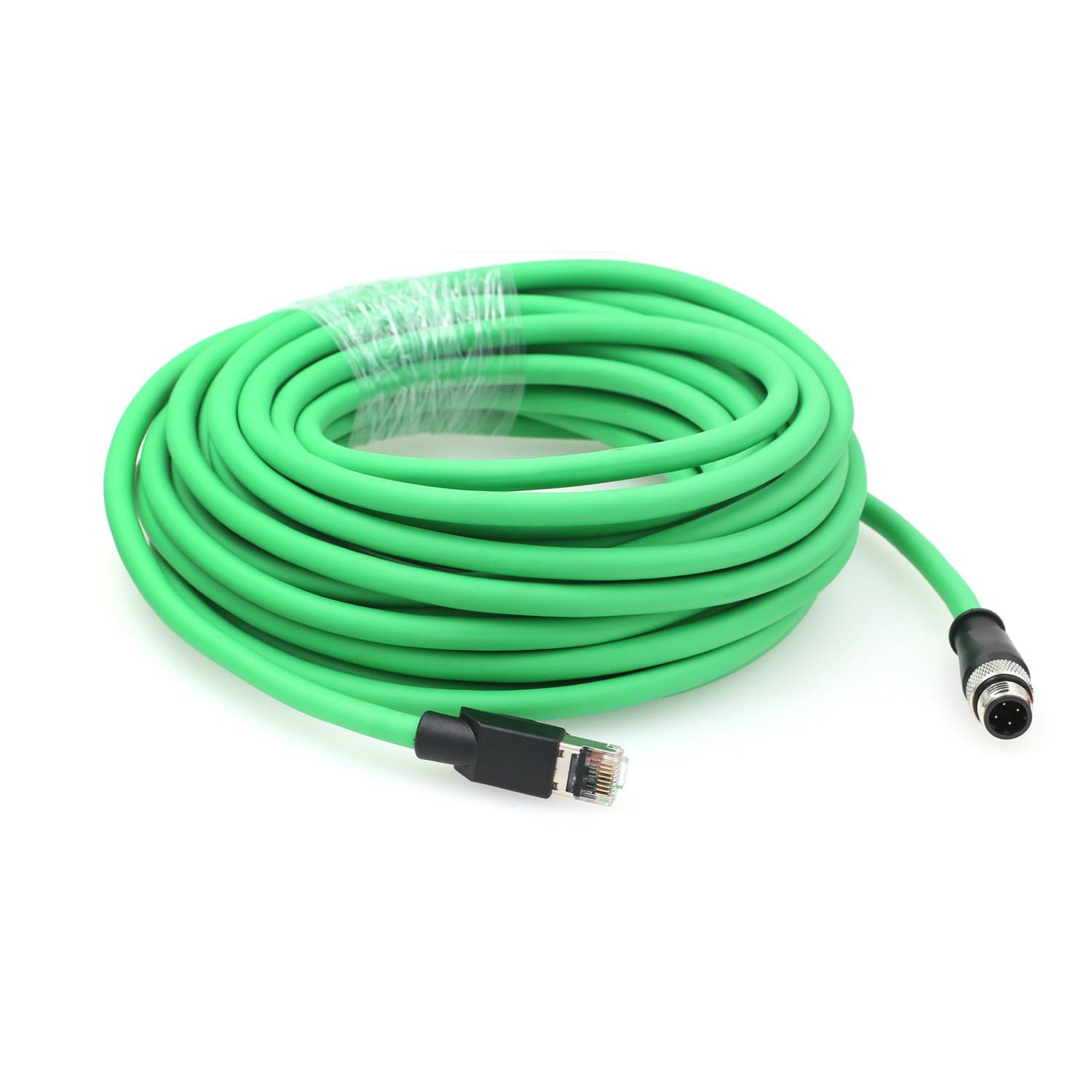 M12 4 Pin D-Coded RJ45 Ethernet Power Data Cable Flexible for Industrial Vision Sensor Camera Network Switch Router 30m