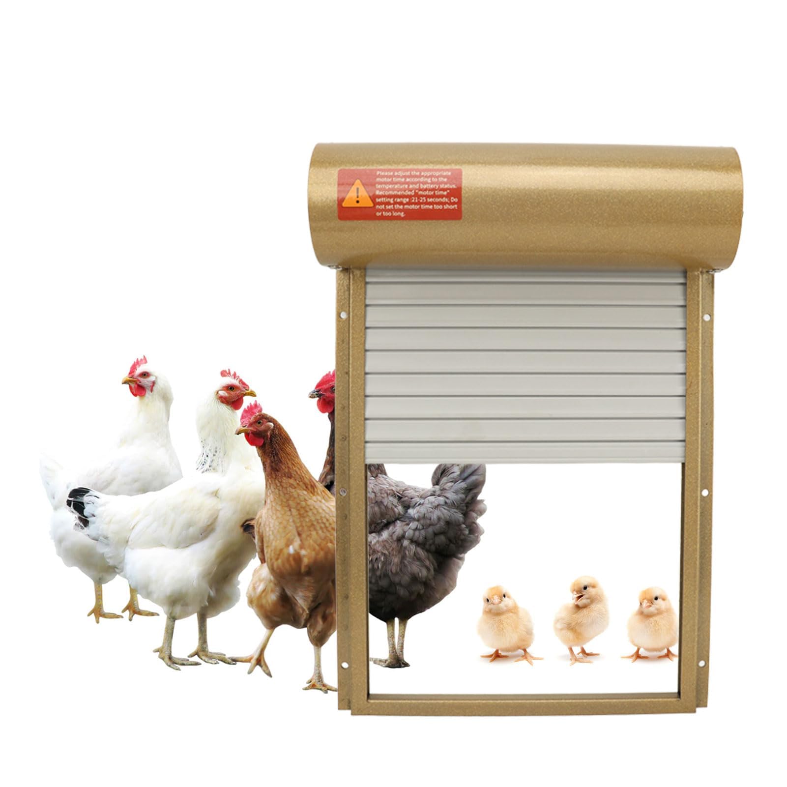 Apriporta Automatico per Pollaio con Sensore di Luce, Timer, Telecomando, Schermo a LED, Porta Automatica per Pollaio Ad Energia Solare, per Fattoria Domestica(d'oro)