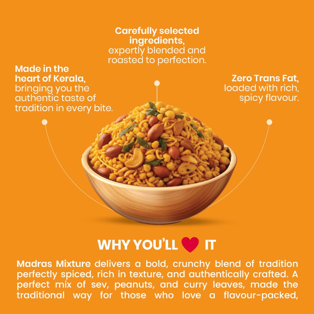 Kerala Thingz Madras Mixture & Tapioca Chips Combo Pack 230g (150g + 80g) | Authentic Kerala Snacks | Spicy Mixture & Crispy Tapioca Chips | Crunchy Indian Snacks | No Palm Oil, No Preservatives 1