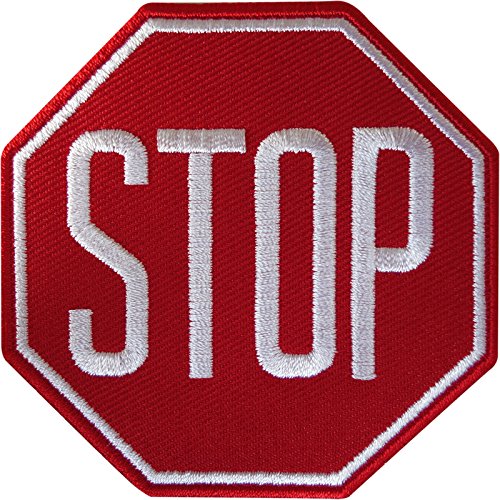Aufnäher mit Stop-Schild, zum Aufbügeln oder Aufnähen, für Straßensicherheit, bestickt