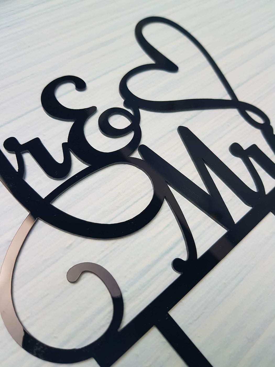 MustHome Personalized Cake Topper for Happy Birthday, Bride to Be - Black Acrylic Cake Decoration Supplies (Mr & Mrs) 2
