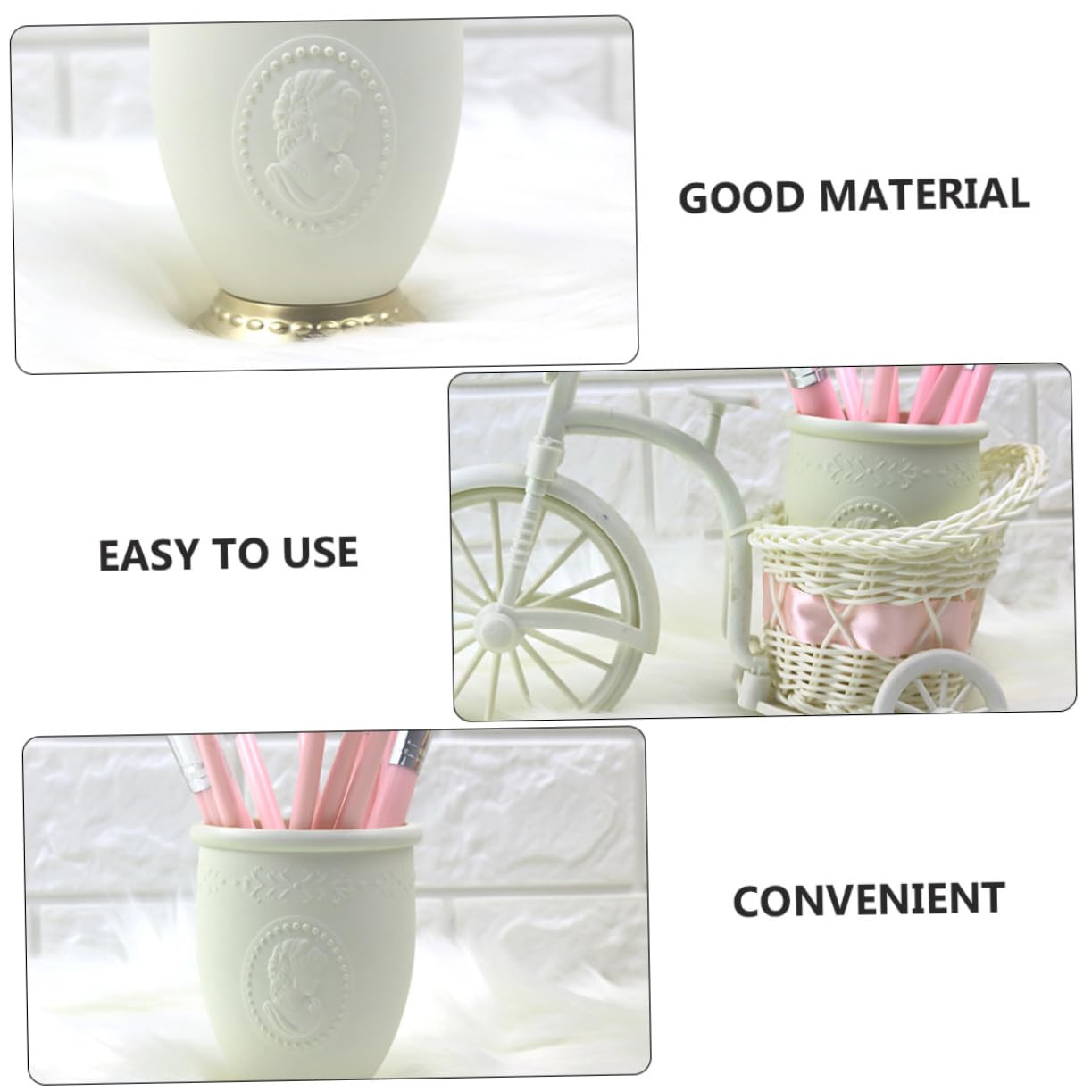DOITOOL 3 Pièces Porte Pinceaux de Maquillage Style Européen Organisateur de Bureau et pour Cosmétiques et Fournitures de Bureau