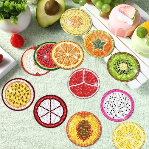Imanes de pintura de diamantes de frutas Zonon para nevera kit de 12 piezas para manualidades 4