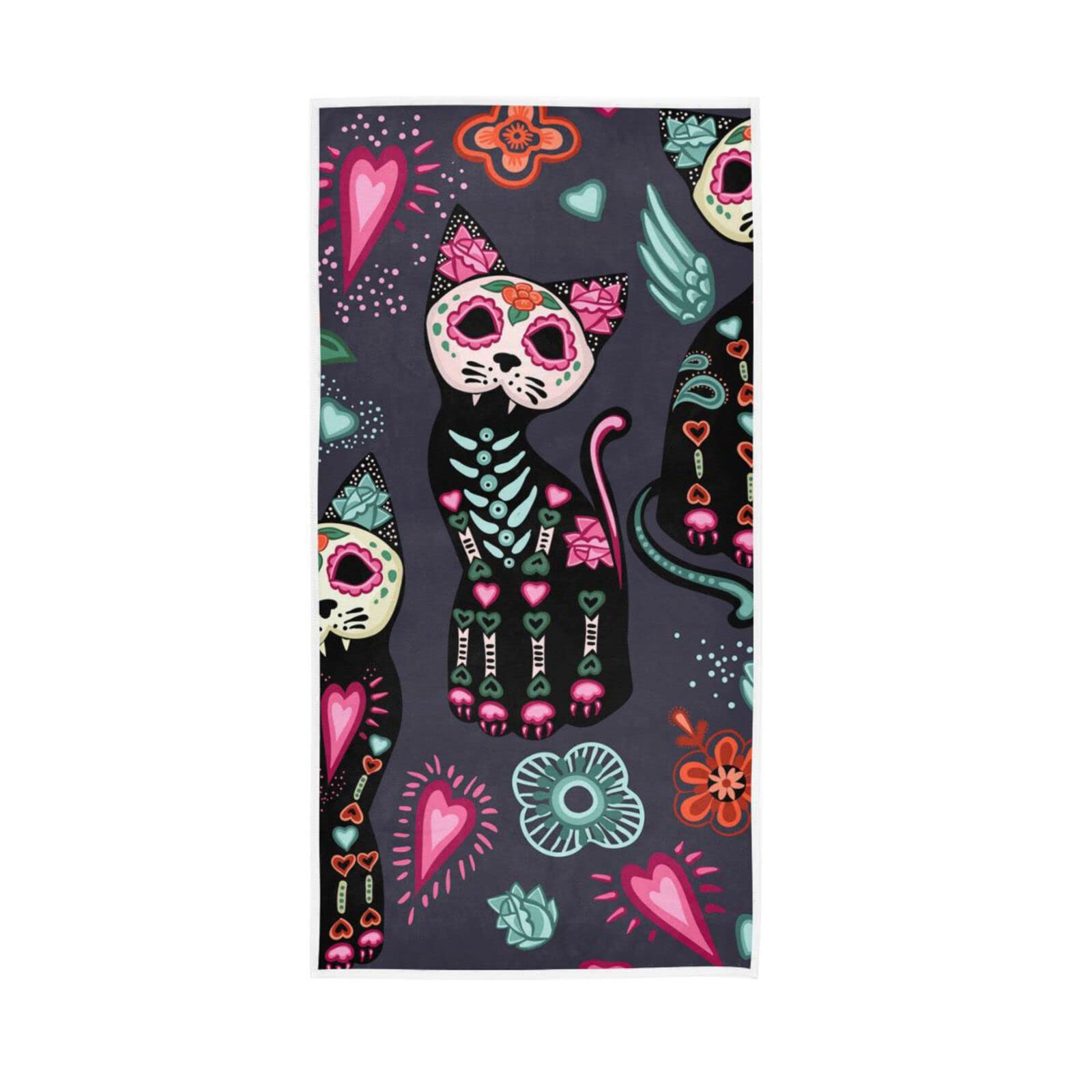 HUYGD Hand Towels Mexican Sugar Skull Decor Fingertip Soft Face Towel Absorbent Bathroom Kitchen Towels