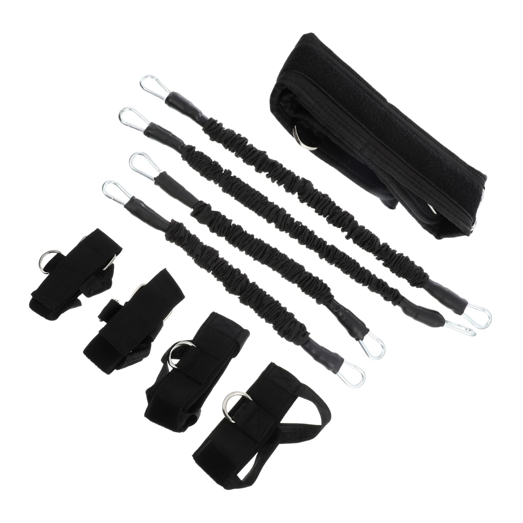 ibasenice Bandas de Resistencia para Fitness, Entrenador Muscular Cuerda Elástica, 20lbs, Tamaño Ajustable, Negro, para Boxeo y Ejercicios de Pie