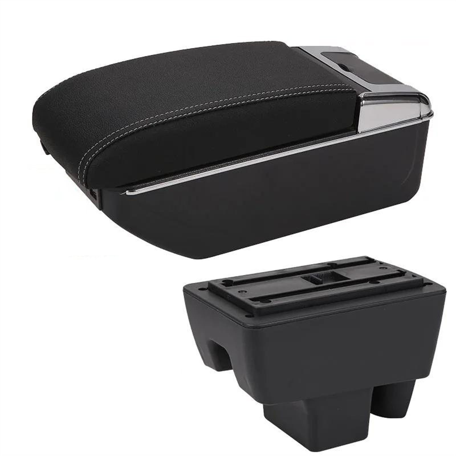 NOHEEU Center Console Armrest Storage Box Car Interior Parts Modification Accessories For Polo 2020 2021(B3 Black white 7USB)