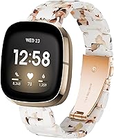 Vista 21 de Miimall Compatible con Fitbit Versa 3/Sense, bandas de resina para mujeres y hombres, correa de repuesto de acero inoxidable súper ligera