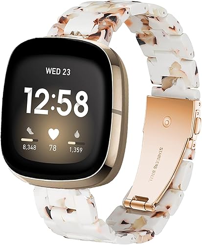 Miniatura 21 de Miimall Compatible con Fitbit Versa 3/Sense, bandas de resina para mujeres y hombres, correa de repuesto de acero inoxidable súper ligera