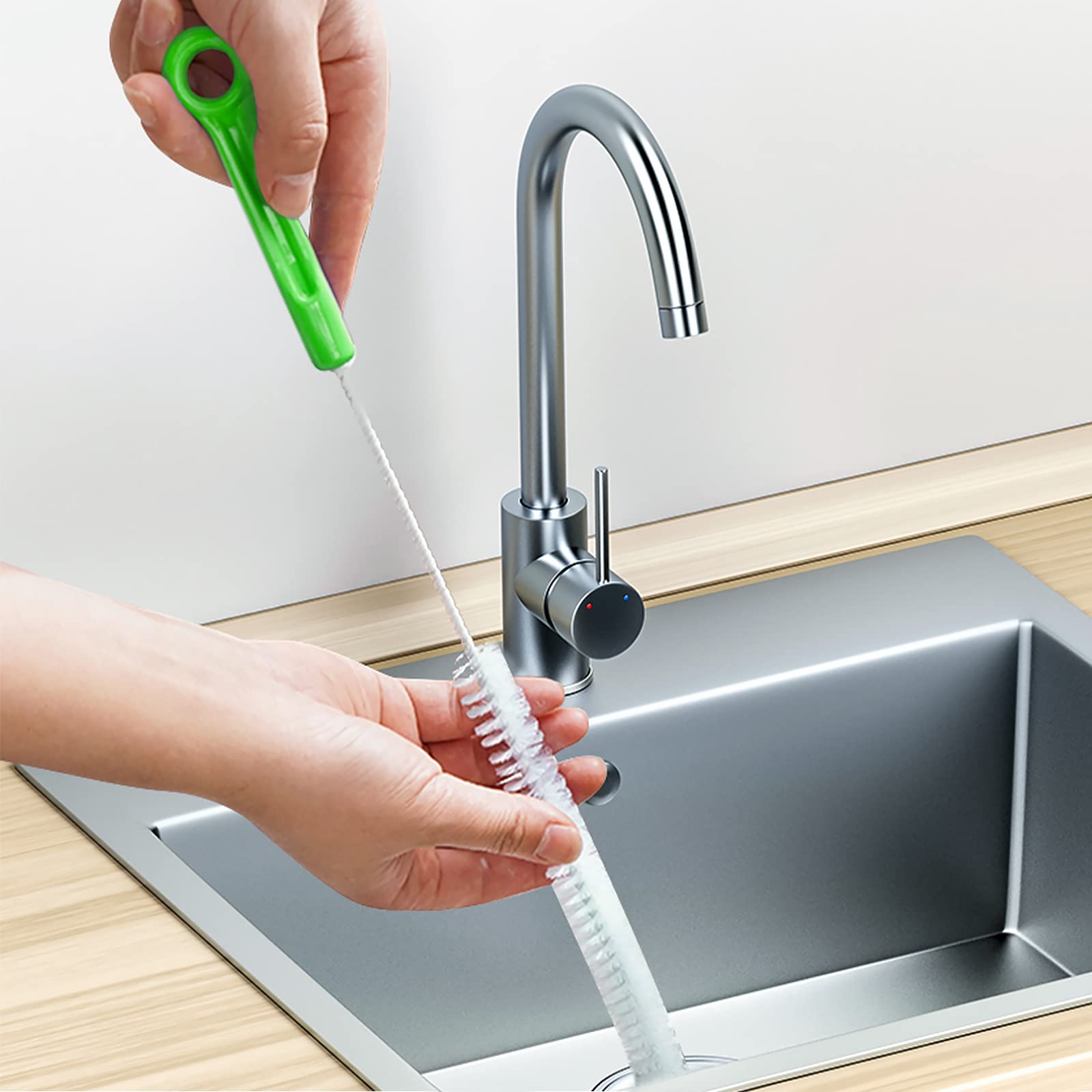 Spazzola Per Pulizia Tubature Lavello - Set 3 Pezzi Da 45cm Per Sgorgare Scarichi - Foto 6