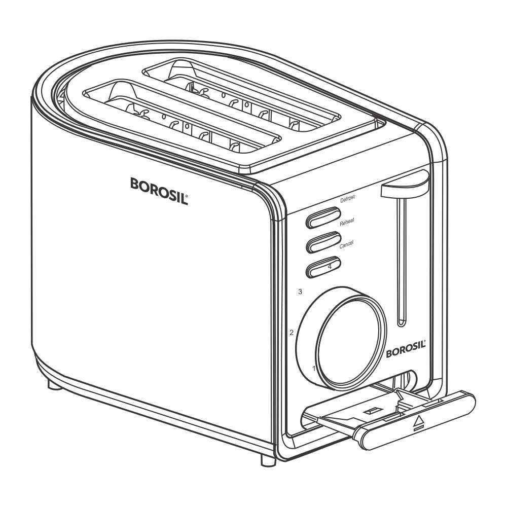 Borosil 850-Watts Krispy Pop-Up Toaster (Black), 850 Watts - Image 6 thumbnail