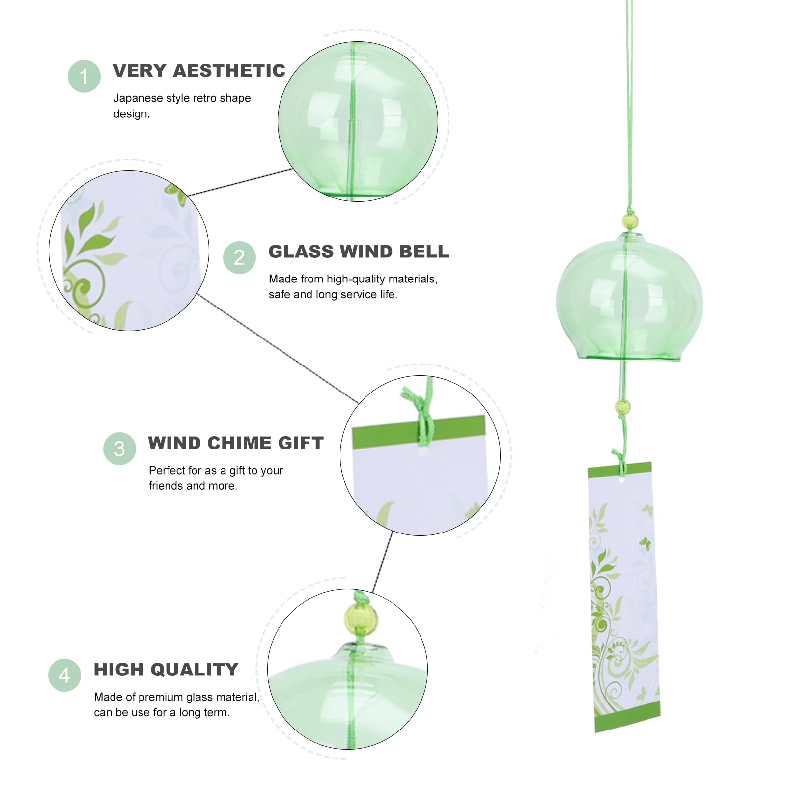 24 Pezzi Campane Vento Estive in Vetro Colorato Stile Giapponese, Decorazione Creativa per Balcone e Giardino, Campanelli Eolici Delicati per Vacanze Estive