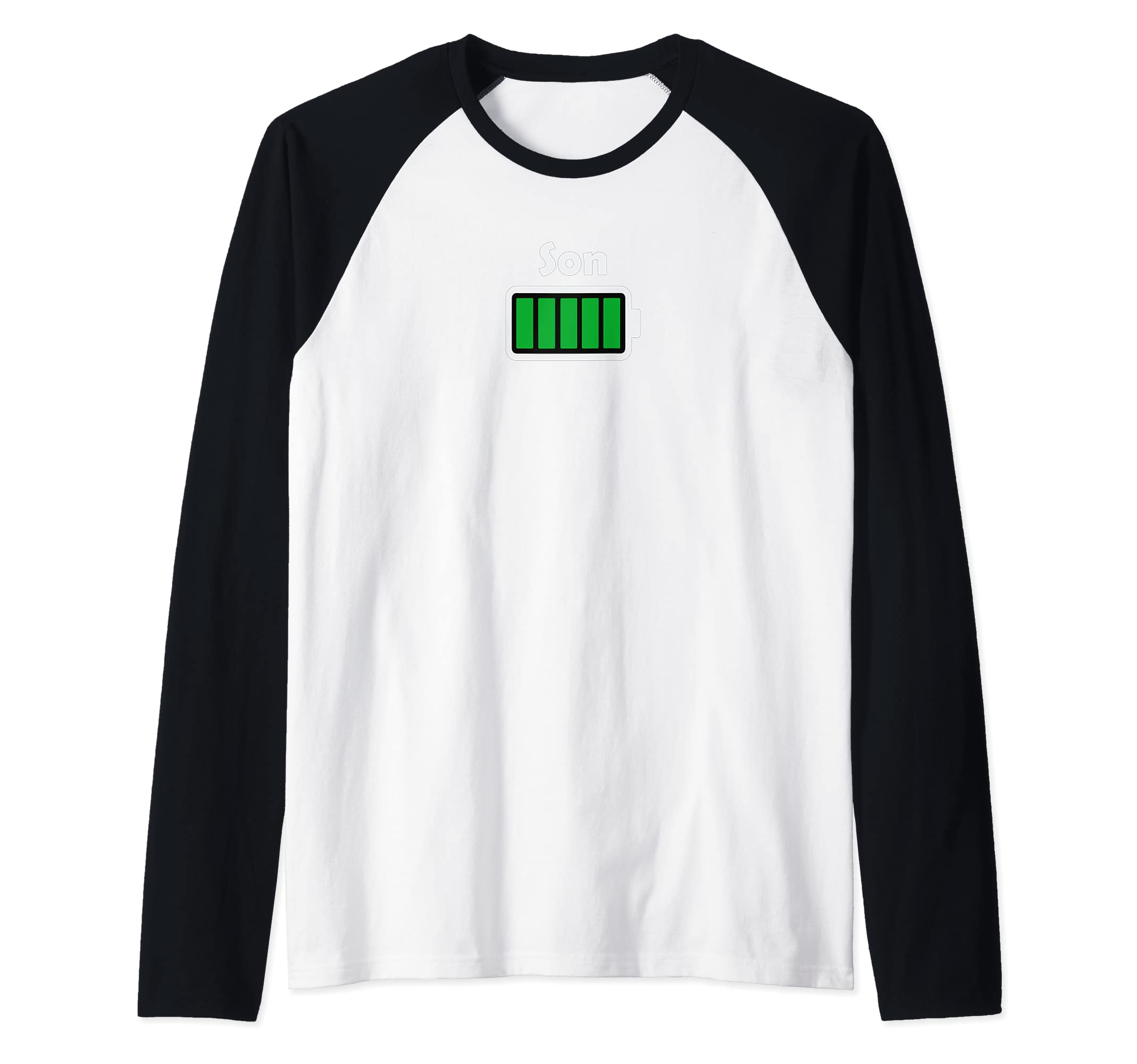 Son Fully Charged Battery Tee - Mommy, Dad & Sons Geek Tee Raglan Baseball Tee