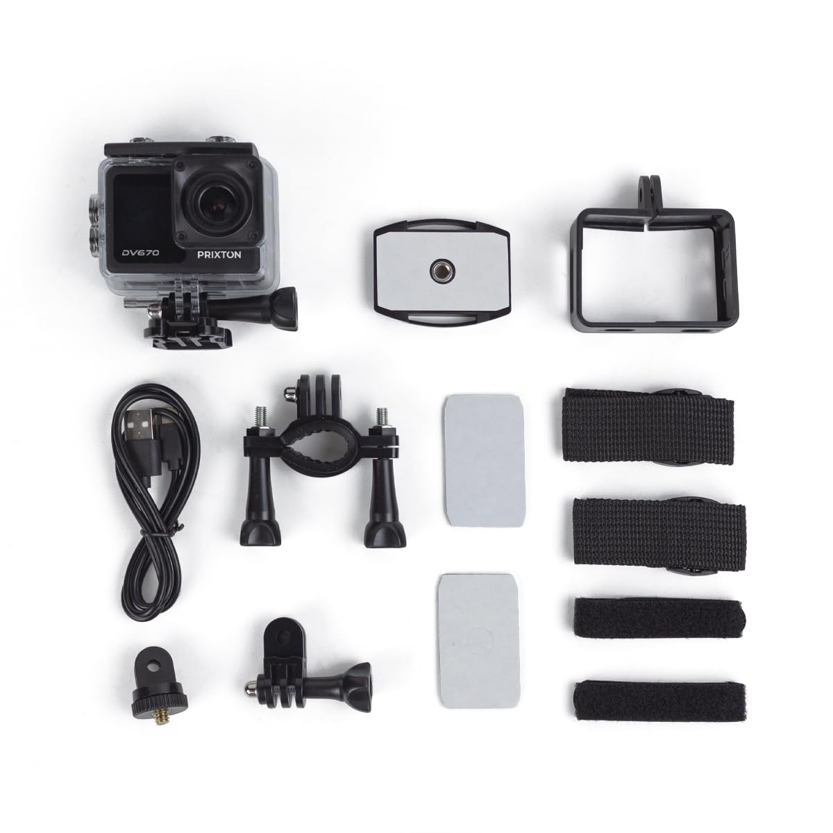 PRIXTON Caméra Sportive Multisport DV670, Caméra Vidéo avec Résolution 4K, Double Écran, WiFi et Application Mobile, Stabilisateur Optique, Étanche