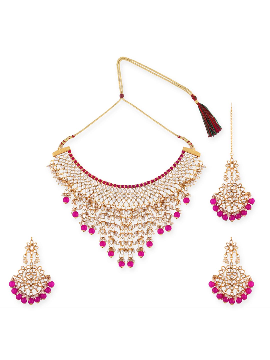 Swarajshop Gold Plated Magenta Colour Kundan Bridal Wedding Choker Necklace Set With Earrings For Women (B0BTMCM25H) Amazon Price History, Amazon Price Tracker