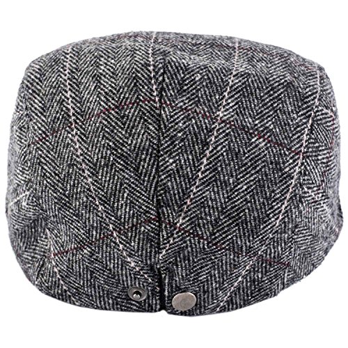 Image of The Tie Hub Wool Flat Cap for Men & Women | Adjustable Vintage Newsboy Gatsby Hat for Casual, Travel, Outdoor | Free Size Herringbone Ivy Style Cap
