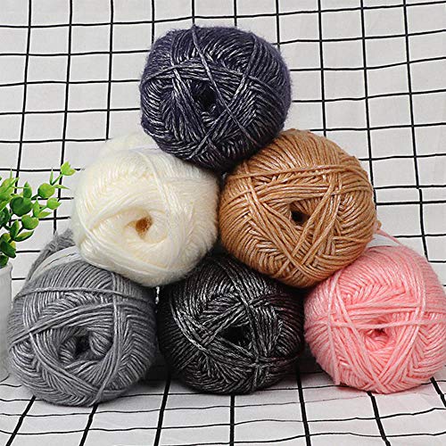 Clisil 764 Yards Light Grey Metallic Yarn Silver Gold Yarn Glitter Yarn Crochet Yarn Knitting Yarn Nylon Cotton Yarn Silver Diy Crochet Knit Sweater Scarf Hat Wool Yarn 200Gram #TOP2