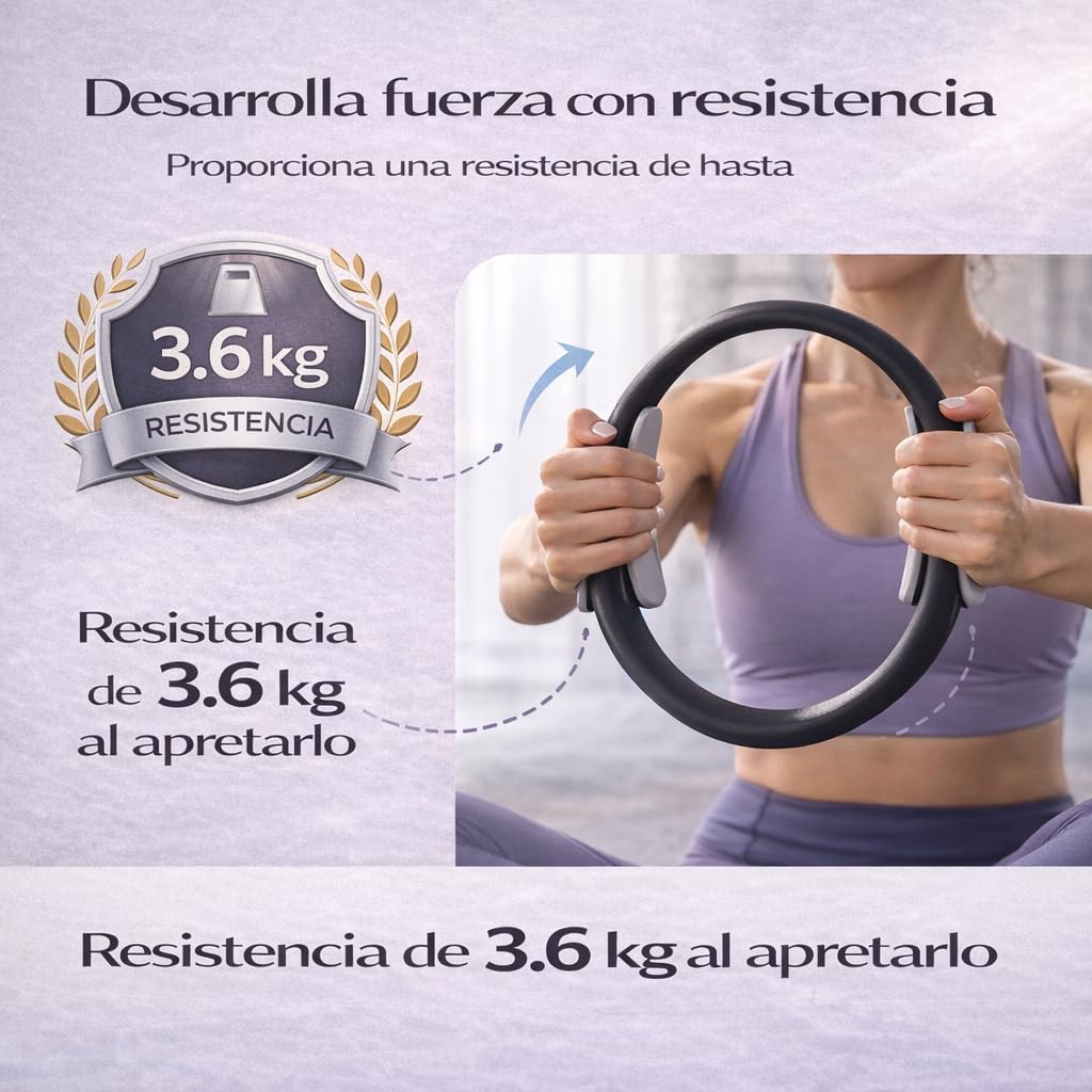 U Can - Anello Pilates con manici imbottiti | Anello di resistenza per Yoga e Pilates | Ideale per tonificare cosce, braccia e addome | Attrezzatura portatile e leggera per allenamento completo