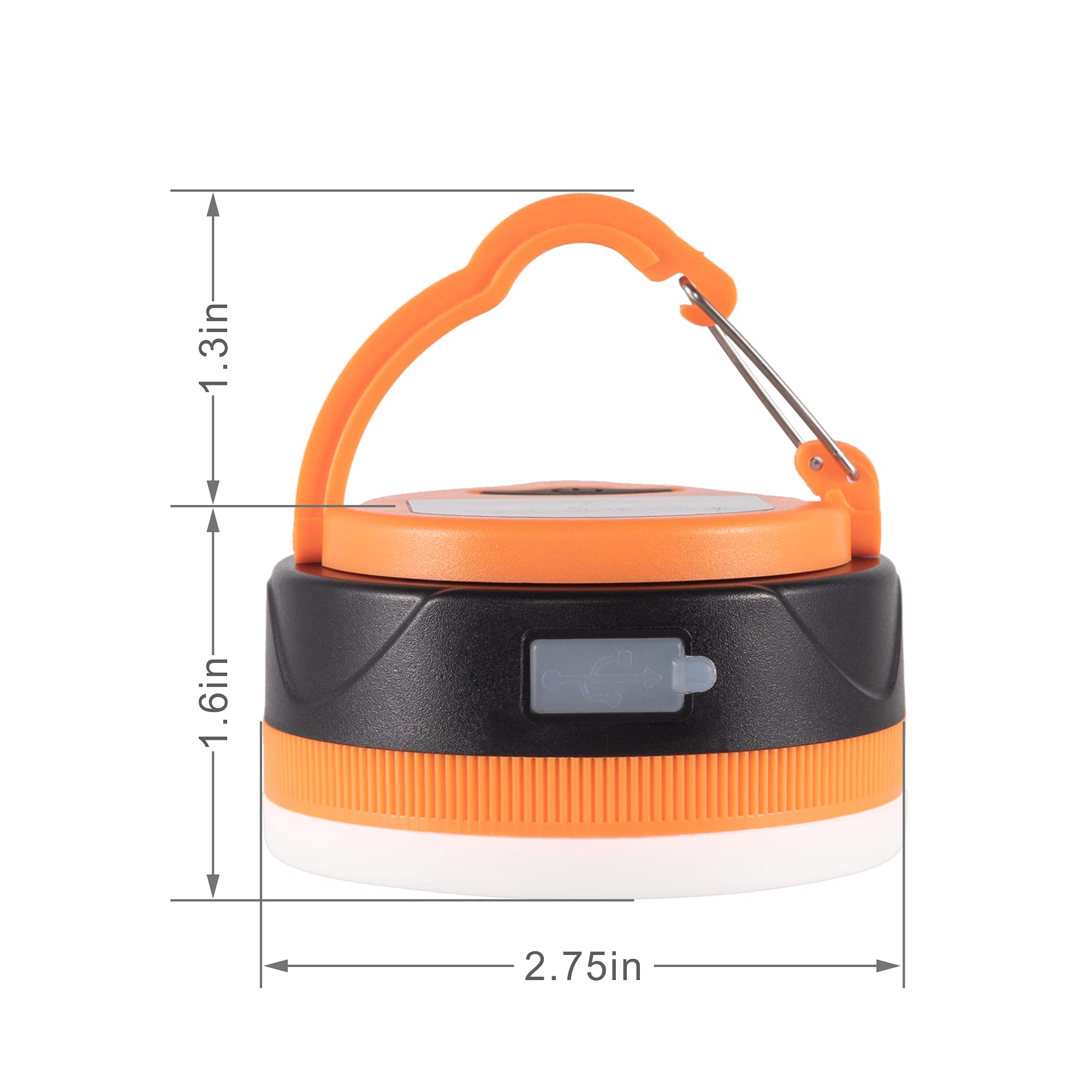 LIT-PaTH Wiederaufladbare LED Camping Leuchte Camping Laterne mit Magnetfuß und 1800mAh Ladegerät für Handy, Survival Kit für Notfall, Hurricane, Ausfall, klein orange, 1 Stück