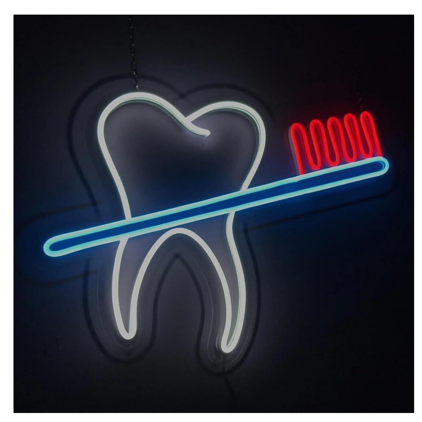 Zynther Neon lamp Soothing Ambiance Toothbrush Neon Sign Light Powered by Adjustable Brightness Lights(A)