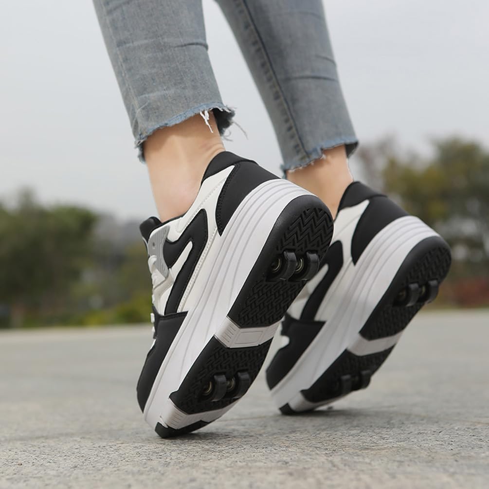 Dziewczęce buty na kółkach dla chłopców buty do deskorolki dla dzieci 2 w 1 wielofunkcyjne buty na rolkach buty na rolkach buty damskie, Rolka S4, 41 EU