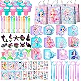 Huxolynifty Sirena Bomboniere Festa,108 Pezzi Set di Bomboniere a Forma di Sirena Includere Tema Sirene Taccuino Regalo Borsa Adesivi Gadget Compleanno