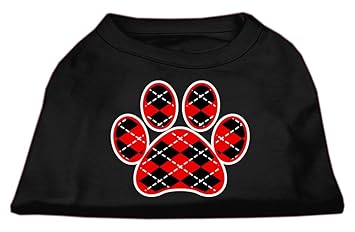 Mirage Pet Products Argyle Paw Red Screen Print Shirt Black XXXL (20)