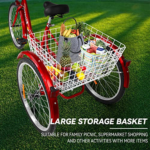 image for MarKnig 7 Speed Adult Tricycle, 24/26 Inch 3 Wheel Bikes with Large Ba