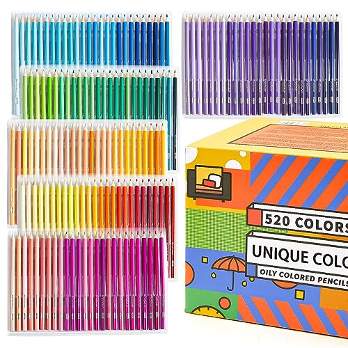 520 Colored Pencils, Rich Pigmented Soft Core Coloring Pencils, Pre-sharpened Color Pencil Set with DIY Color Chart, Artist Quality Colored Pencils for Adult Coloring, Kids & Artists Drawing Sketching