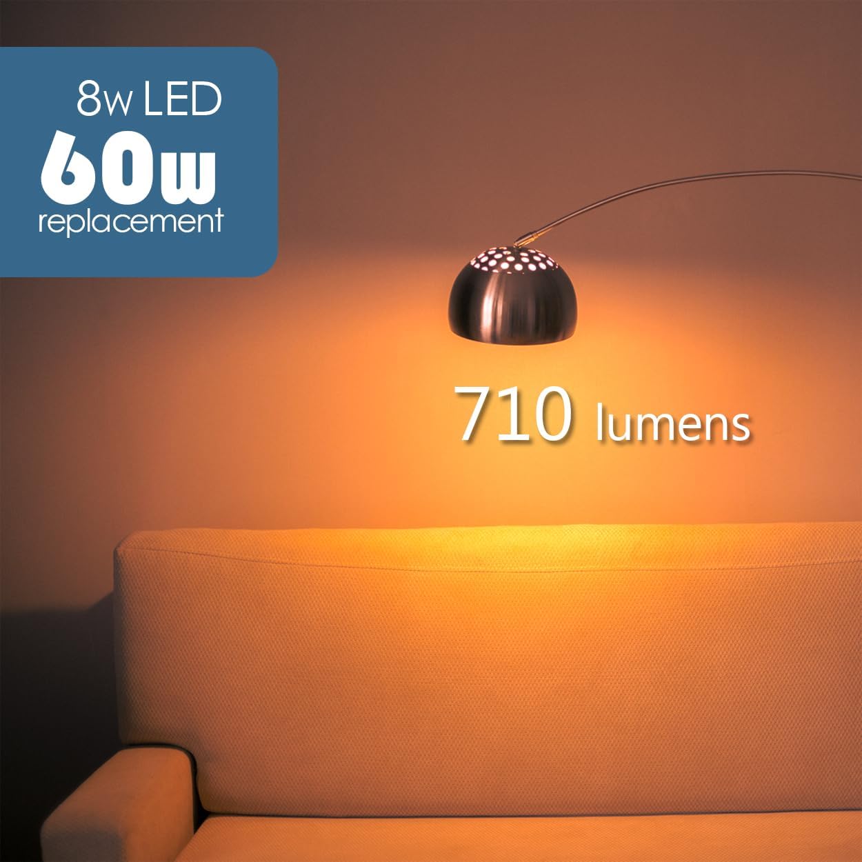 Maelsrlg Sleep Light Bulb, 1600K Amber LED Bulb Blue Light Free - 60W Equivalent, 8W A19 E26 Base, Dimmable Warm Light Bulbs for Bedroom, 4-Pack