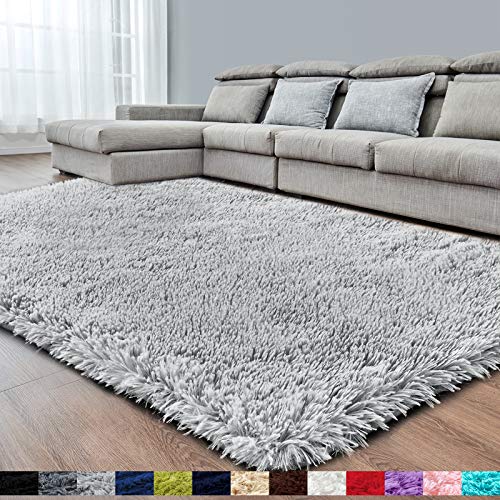 Light Grey Super Soft Area Rug for Bedroom,8x10,Fluffy Rugs,Big Rug,Furry Rugs for Living Room,Plush Rugs for Girls Boys Room,Shaggy Rug for Kids Baby Room,Fuzzy Rugs for Nursery Dorm,Non-Slip Rug