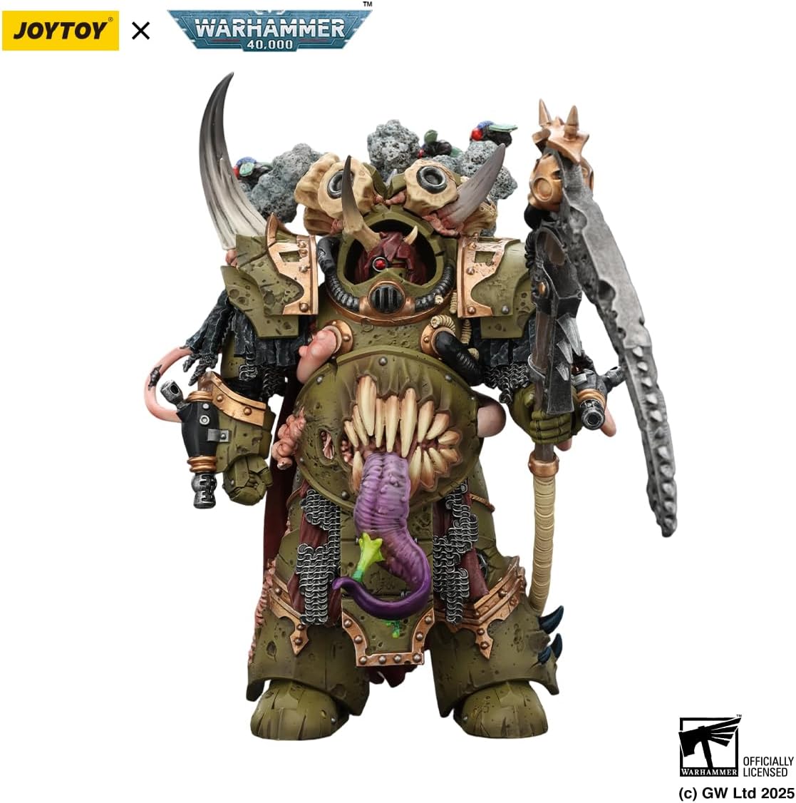 JOYTOY Warhammer 40K Death Guard Deathshroud Terminator Champion with Manreaper and Plaguespurter Gauntlets 1:18 Action Figure Mecha Joy Toy Collection Model Gift