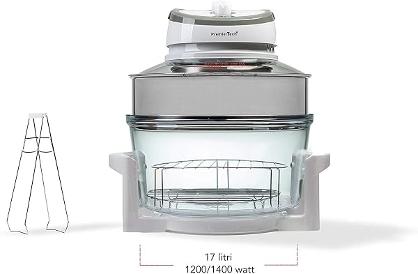 PremierTech Forno Alogeno ad Aria Ventilato, 17 litri, 1400 watt, Cuoce Senza Olio, Gratina, Arrostisce, Scongela, Essicca, Sterilizza, Bianco, PT-FA12 - 2
