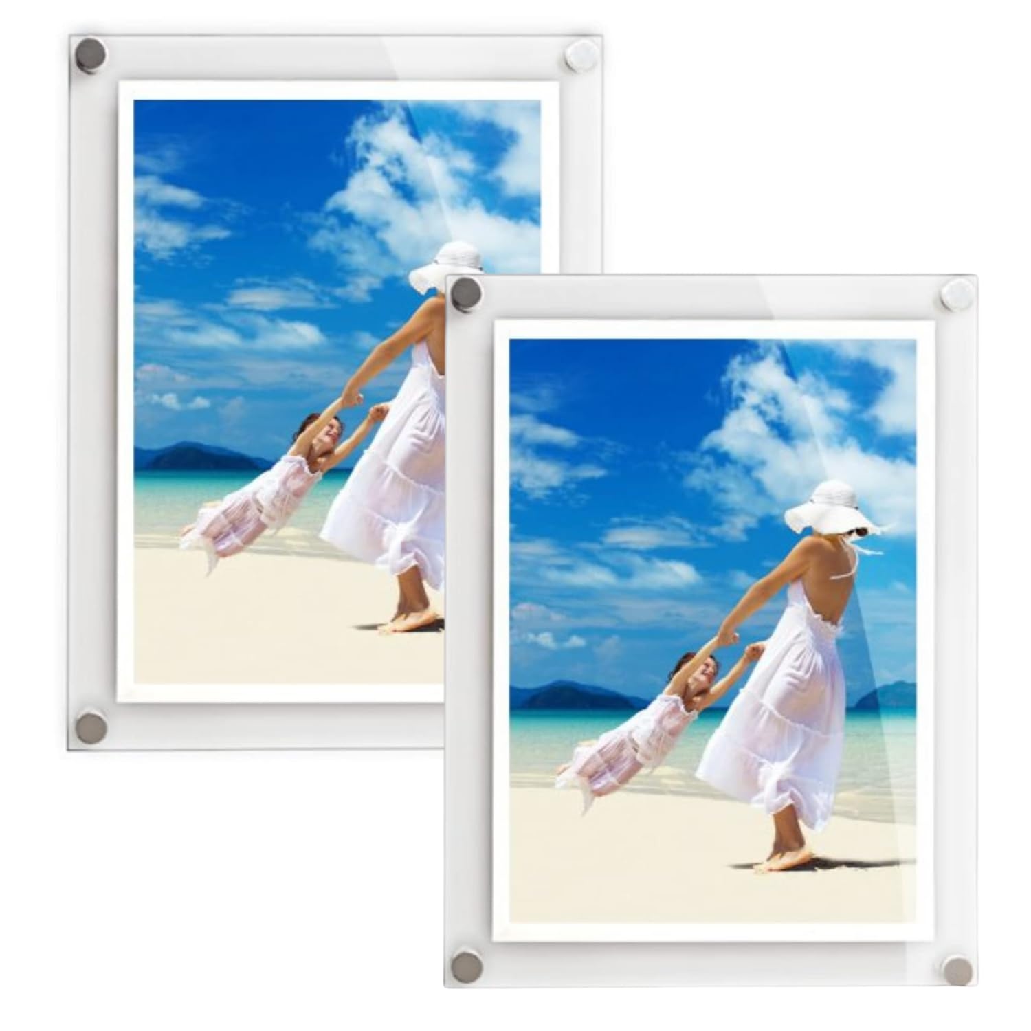 Get Acrylic Photo Frames Transparent - 2 X A4 Modern Wall Mounted Acrylic Photo Frame (27Cm X 35.8Cm) Stylish Frameless Picture Display Either Landscape Or Portrait
