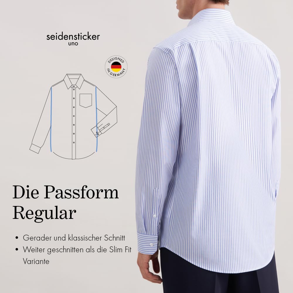 Seidensticker UNO Langarm-Hemd – Bügelleicht für jeden Anlass, Regular-Fit, 100% Baumwolle, Klassisches Herren-Hemd mit Kent-Kragen