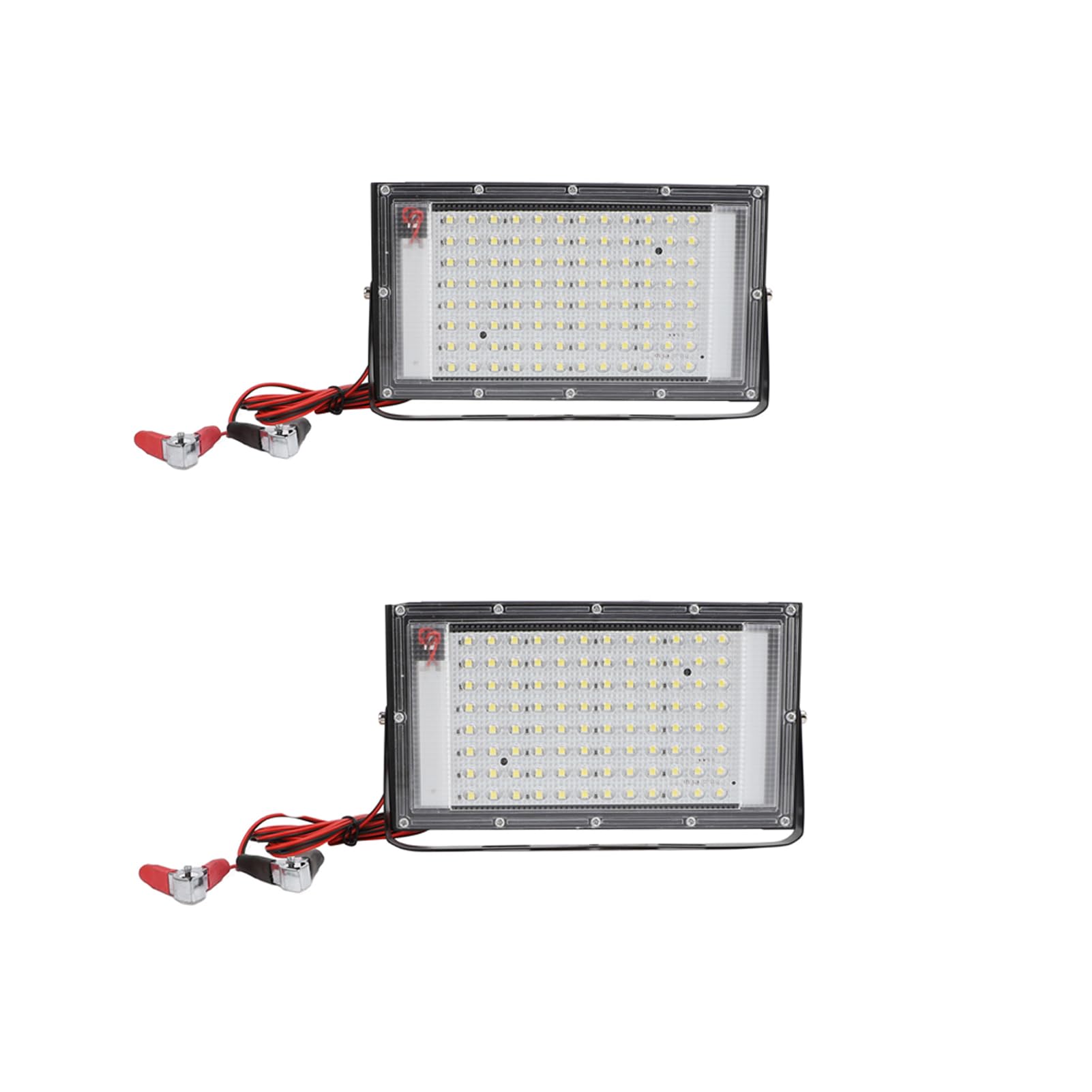 100W Flood Light Board 12 Volt IP66 Waterproof Outdoor Security Lights LED Flood Light with Battery Alligator Clip for Outdoor Emergency DC (2PCS)