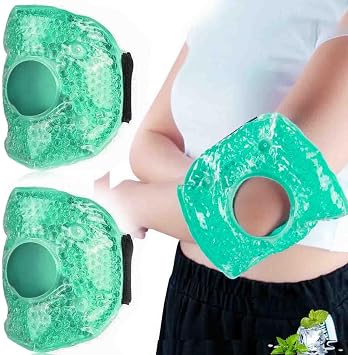 Couleurs Cooling Knee Brace Adjustable, Ice Pack for Knee Injuries, Reusable Hot Cold Therapy Wrap for Joint Pain Arthritis Meniscus Tear, Sprains & Swelling, 2 Packs Green