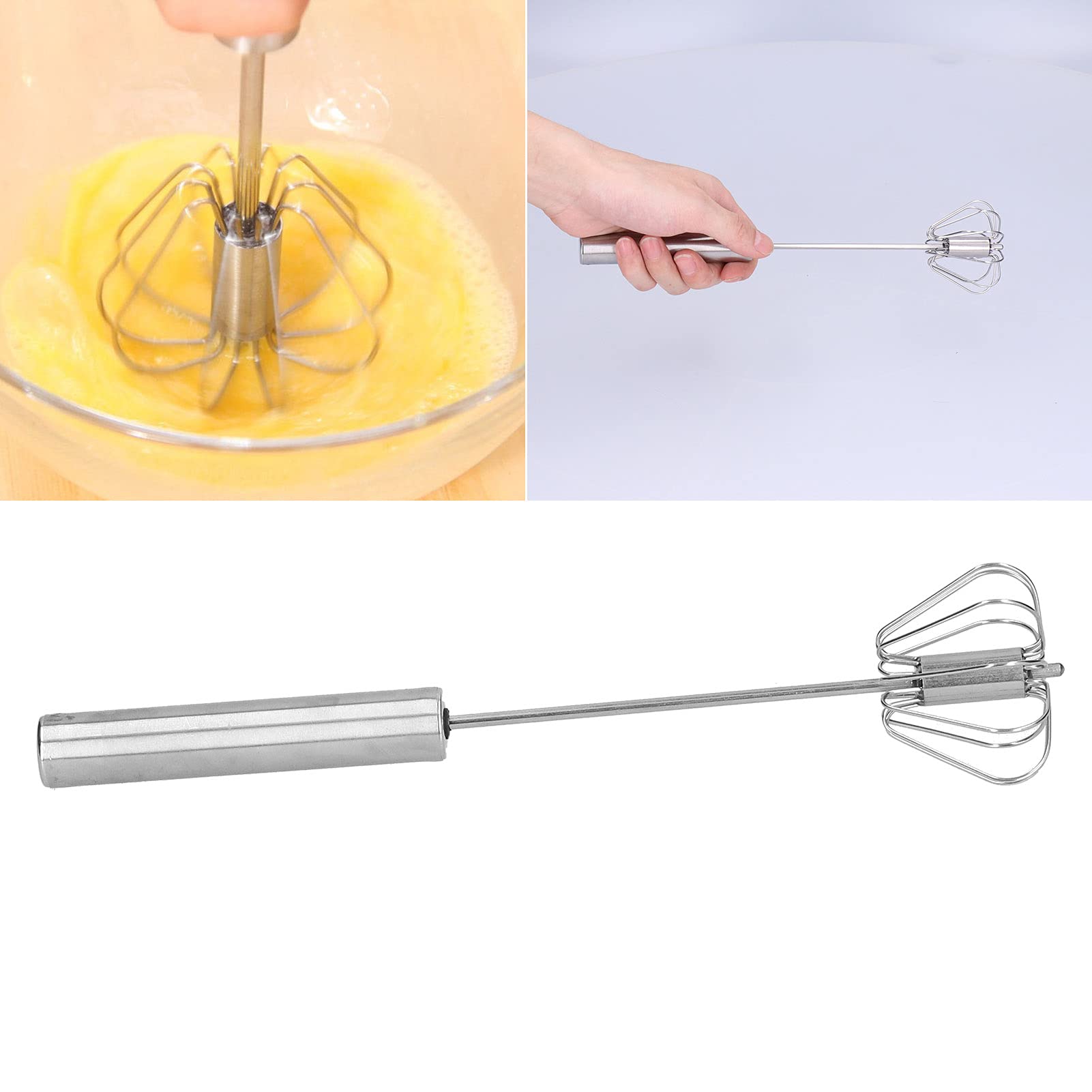 Egg Beater, Egg Beater SemiAutomatic Stainless Steel Small Egg Whisk Hand Mixer for Kitchen Use(10in)