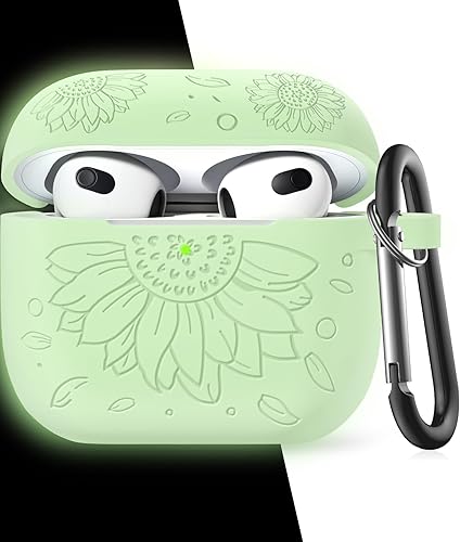Miniatura 9 de Funda para Airpods de 3 generación y funda para Airpods de 3 generación, cubierta de piel grabada con girasol compatible con funda de Airpod de 3
