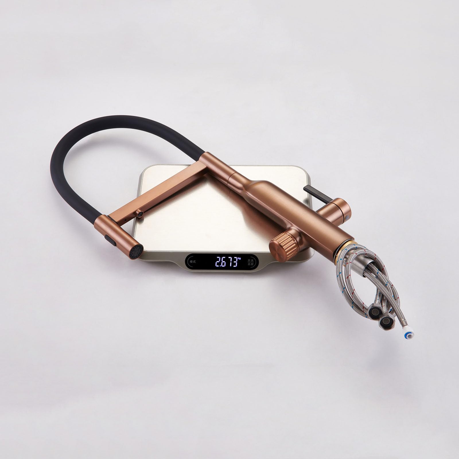 Grifos Cocina Fregadero Flexible Rotación de 360° Grifo 3 Vias Osmosis Extensible,oro Rosa Cepillado