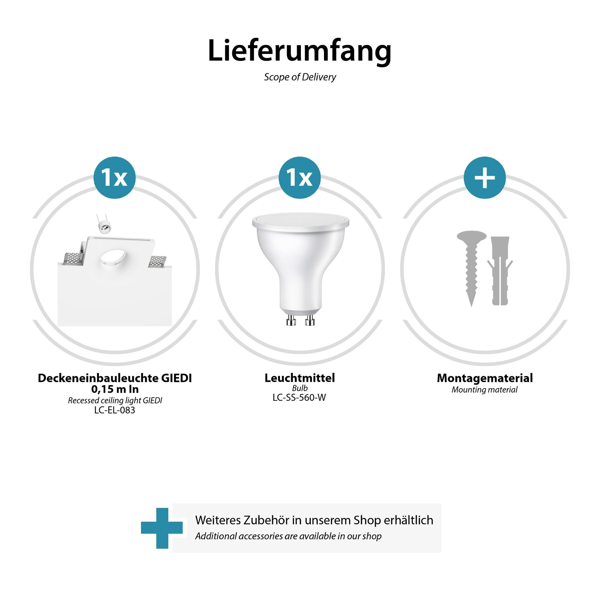 ledscom.de 10x Foco empotrable LED de escayola GIEDI DIY, incl. lámpara GU10 630lm blanco
