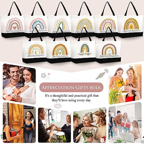 Image of Silkfly 30 Pcs Christmas Appreciation Canvas Tote Bag Gift Bulk, Thank You Tote Gift Bags for Women Employee Coworker