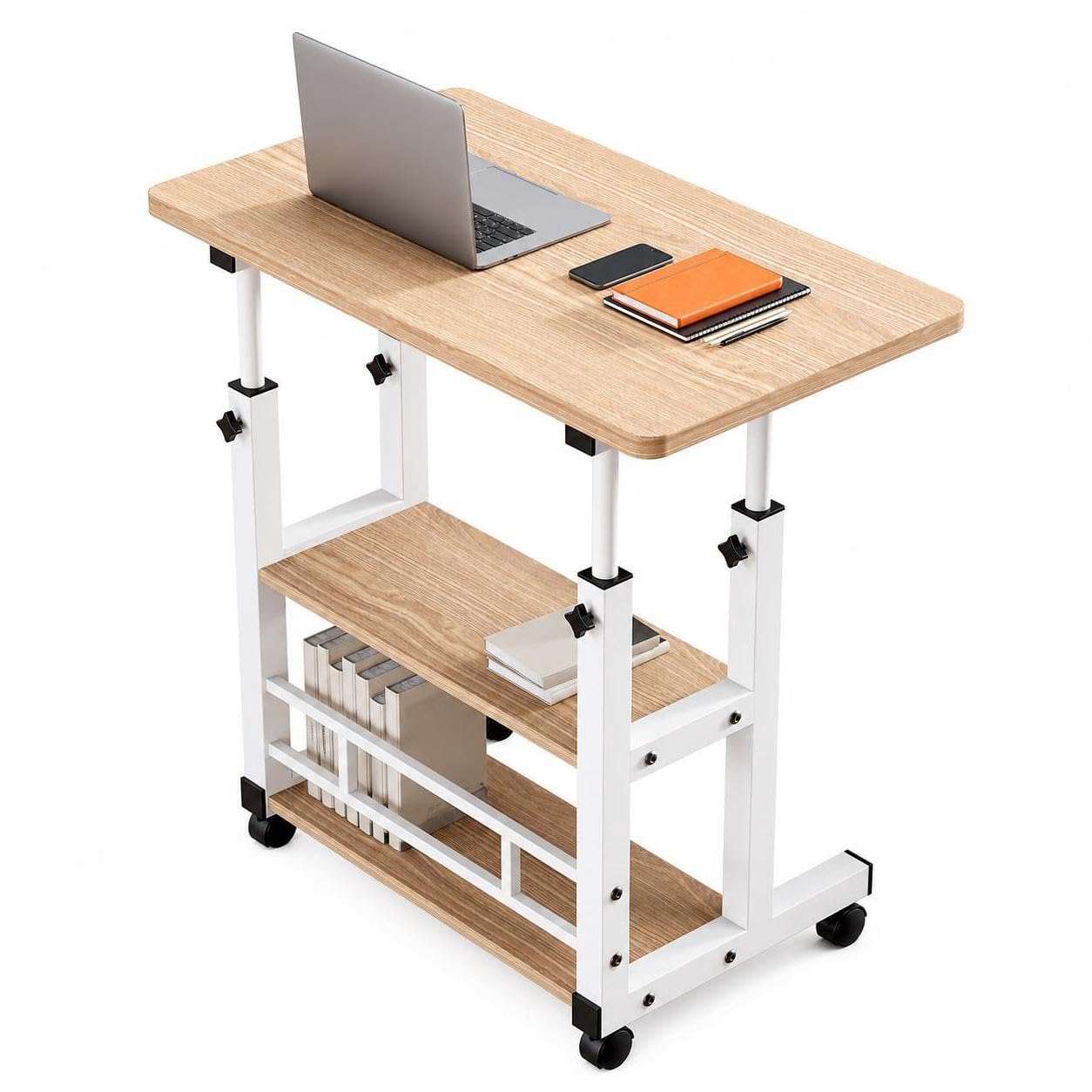 Scrivania Regolabile per Bambini, Scrivania Mobile da Studio per Computer Portatile e Monitor, Scrivania Altezza Regolabile per Casa e Ufficio