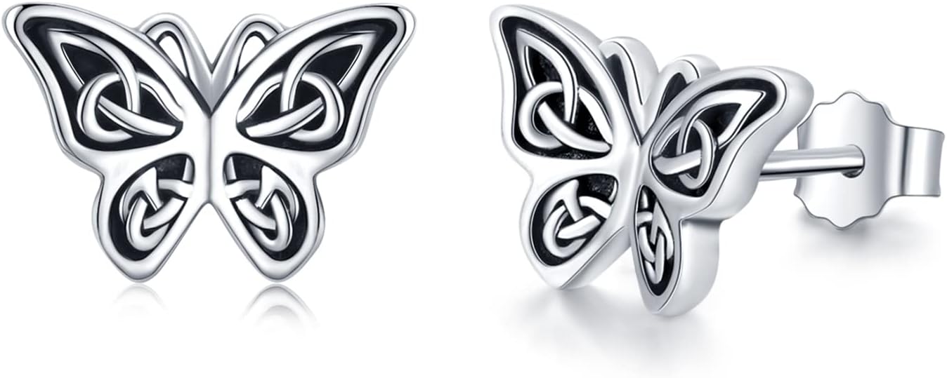 Butterfly Earrings 925 Sterling Silver Celtic Butterfly Studs Earrings for Women Celtic Butterfly Jewelry Gifts for women Girls
